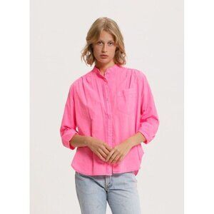 CALI by Cali Dreaming Womens Ace Shirt Sz M Pink Cotton Button Up Minimalist Top